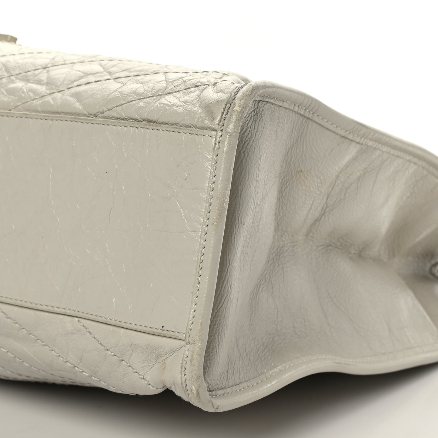 Crinkled Calfskin Matelasse Monogram Large Niki Shopper Tote Cream Soft