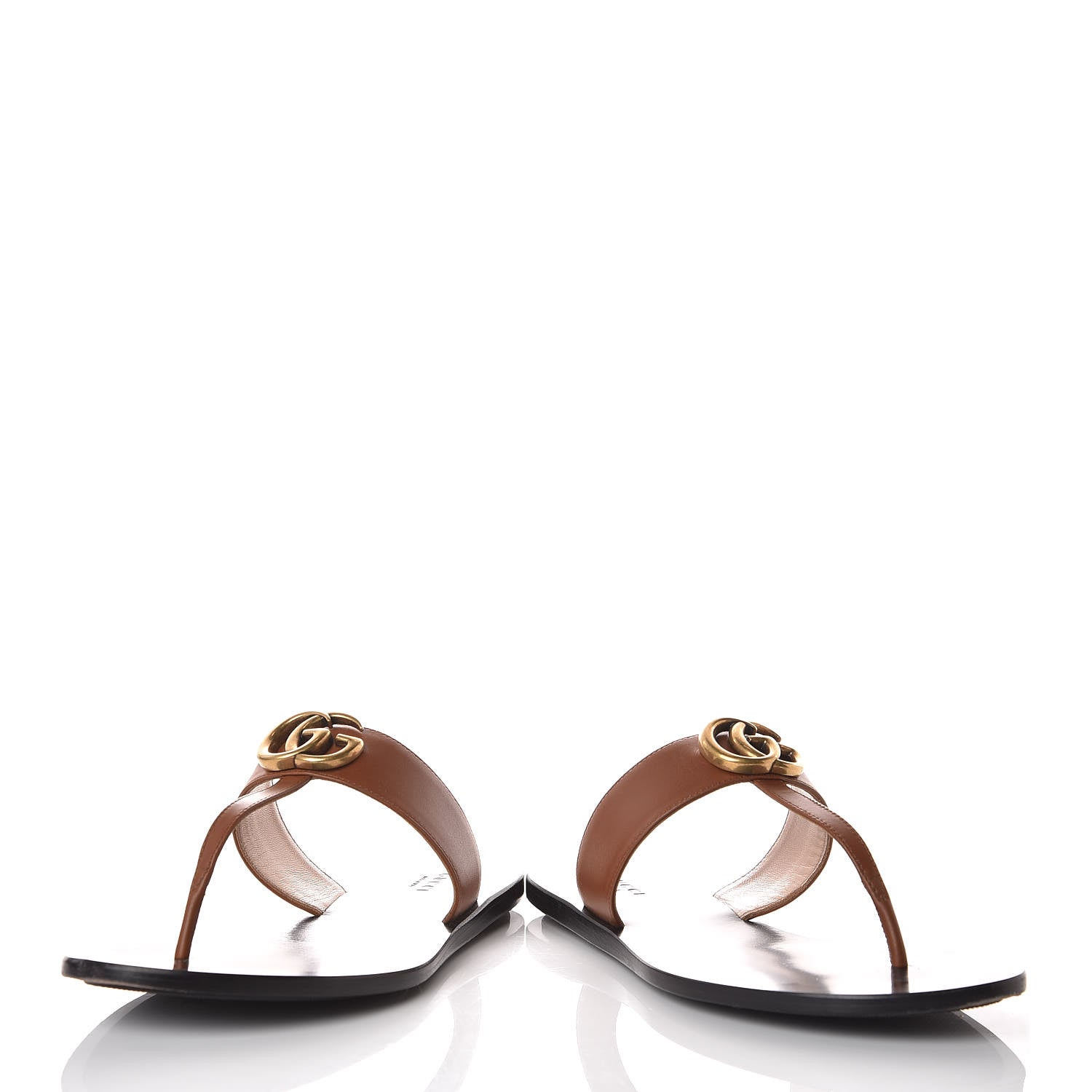 Gucci Calfskin GG Marmont Thong Sandals 37.5 Cognac 6 of 13