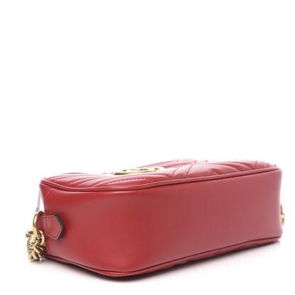 Gucci Calfskin Matelasse Small GG Marmont Chain Shoulder Bag Hibiscus Red 4 of 10