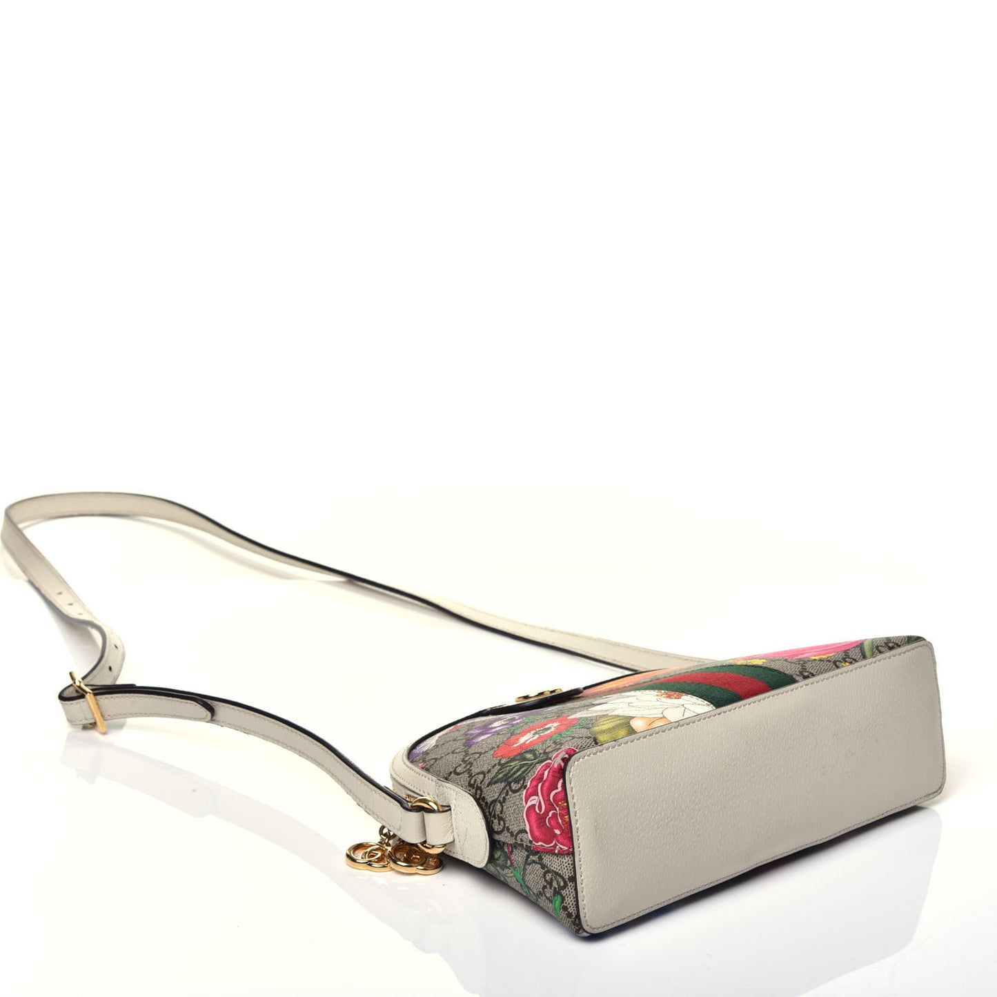 GG Supreme Monogram Flora Web GG Small Ophidia Dome Shoulder Bag White