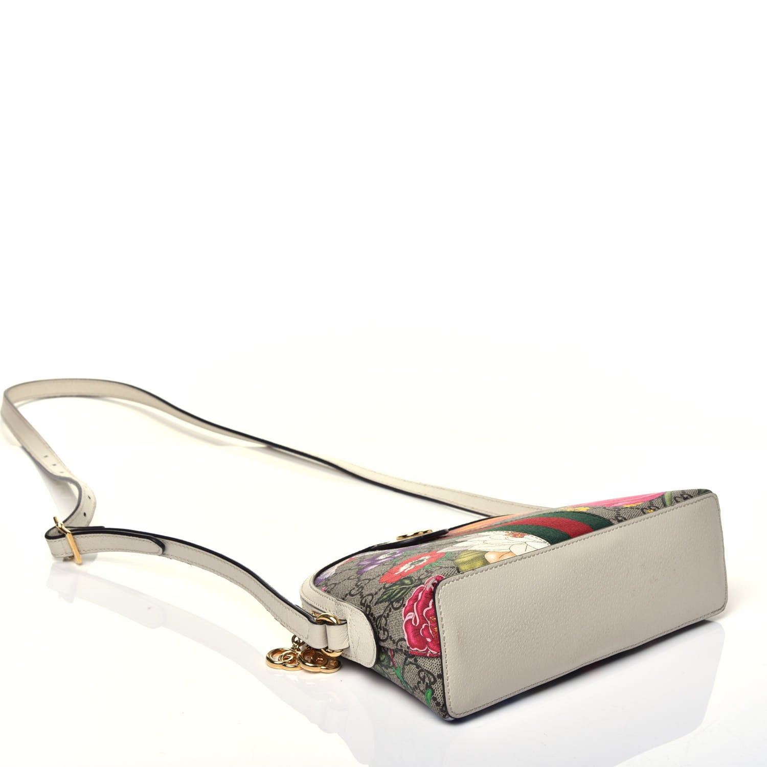 Gucci GG Supreme Monogram Flora Web GG Small Ophidia Dome Shoulder Bag White 4 of 11