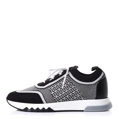Hermes Knit Bi-Color Womens Addict Sneakers 39.5 Black White 1 of 9