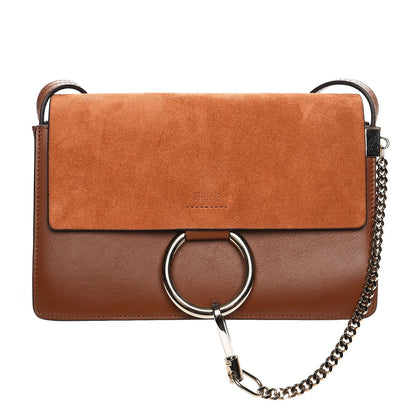 Chloe Suede Calfskin Small Faye Shoulder Bag Tobacco 1 of 7