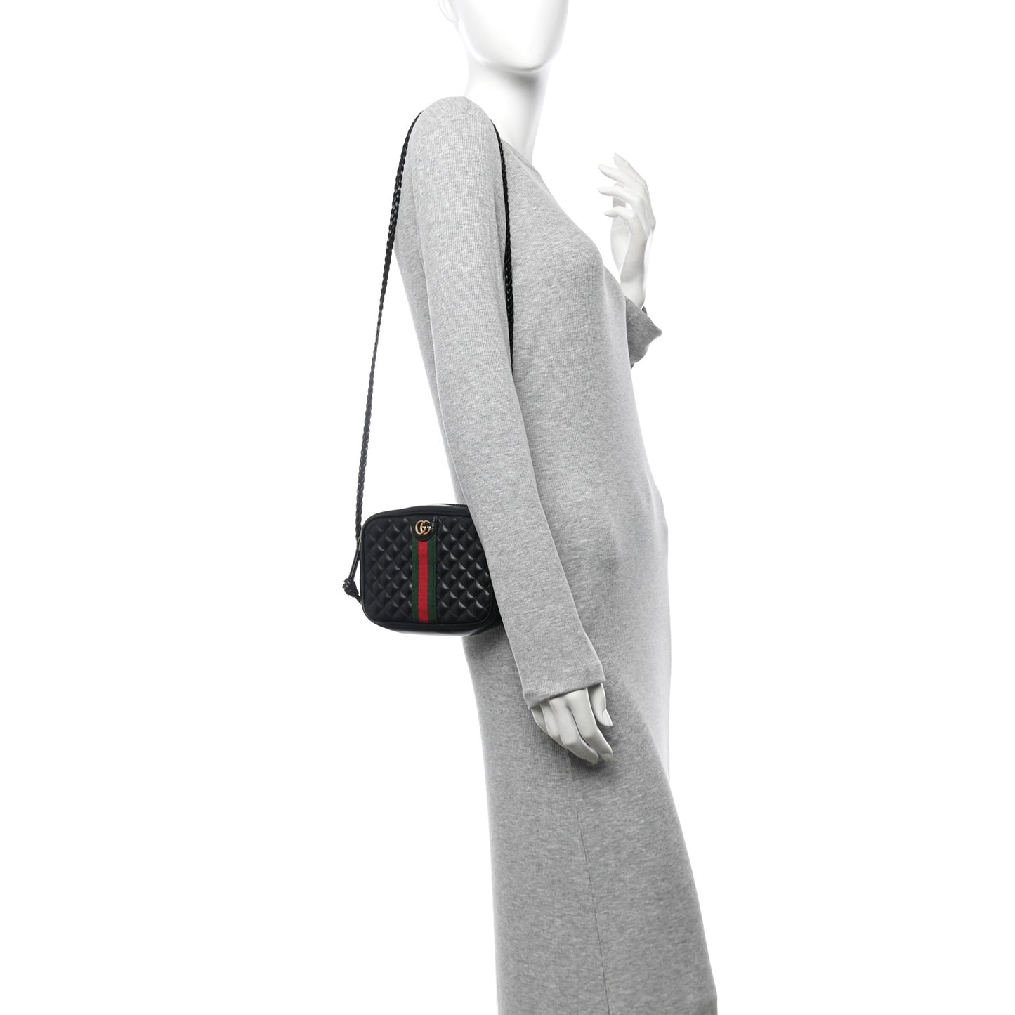 Calfskin Trapuntata Web Mini GG Shoulder Bag Black