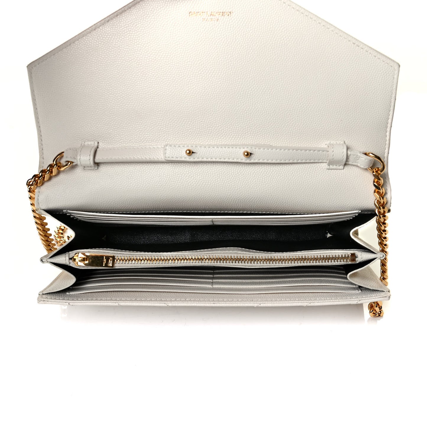 Grain De Poudre Matelasse Chevron Monogram Chain Wallet Crema Soft