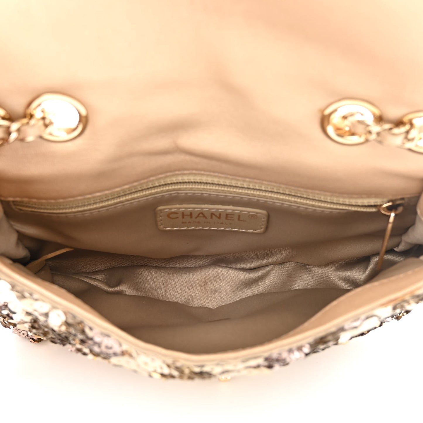 Sequin Lambskin Mini Flap Gold
