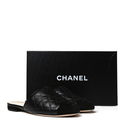 Chanel Kid Suede Quilted Mules 36 Black 15 of 15