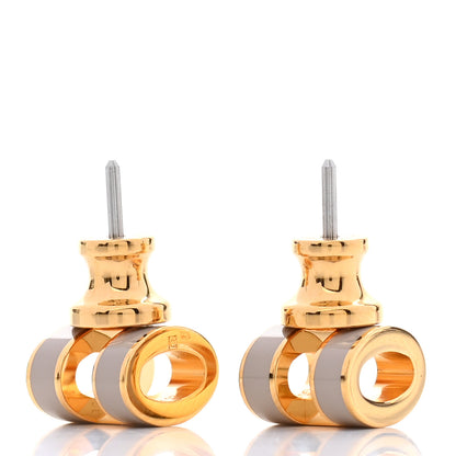 Hermes Gold Lacquered Mini Pop H Earrings Marron Glace 3 of 8