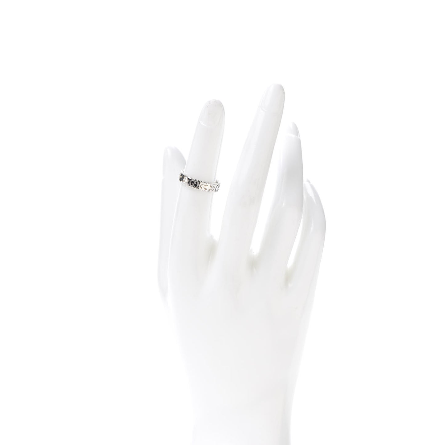 18K White Gold Enamel 4mm Icon Blooms Ring 50 5.25