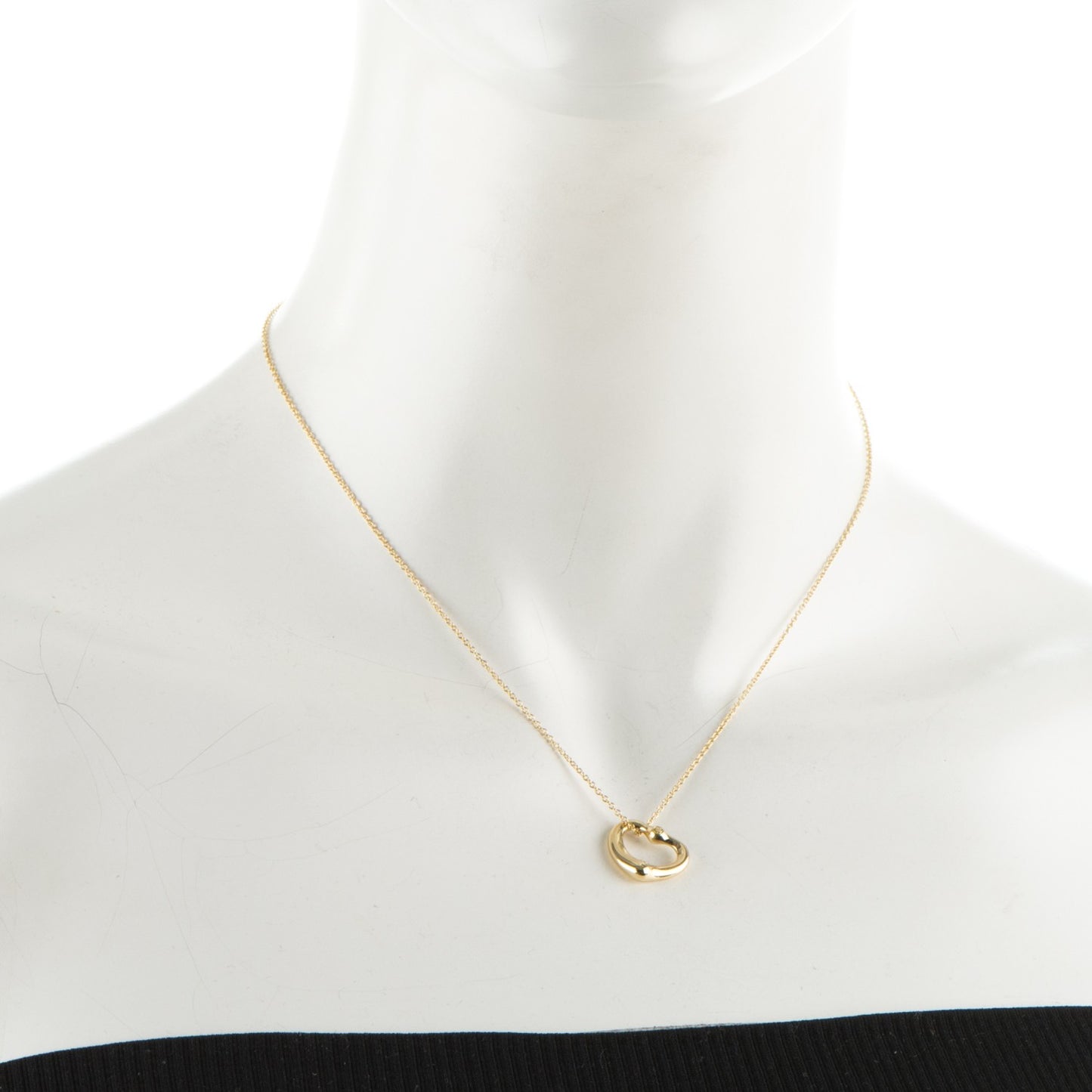 18K Yellow Gold Yellow Diamond Elsa Peretti Open Heart Pendant Necklace