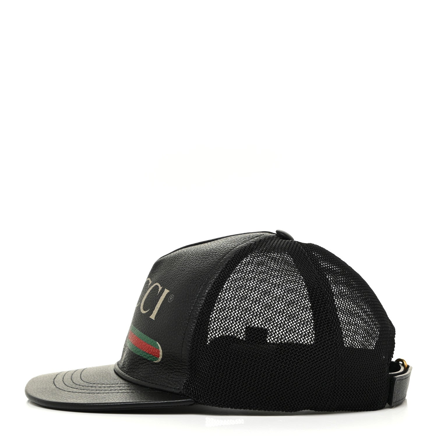 Gucci Grained Calfskin Logo Baseball Hat L Black 2 of 6