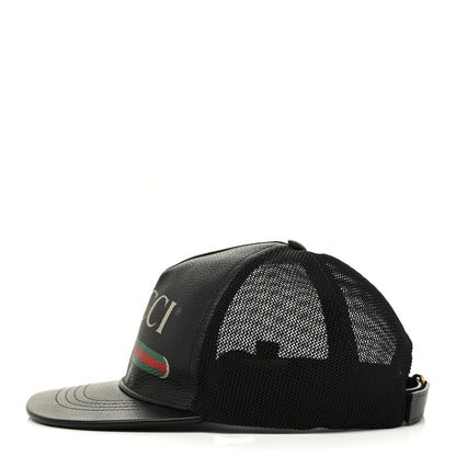 Gucci Grained Calfskin Logo Baseball Hat L Black 2 of 6
