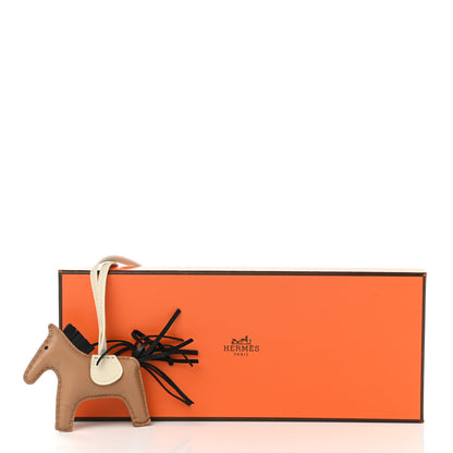 Hermes Milo Lambskin Grigri Rodeo Bag Charm PM Chai Black Craie 5 of 5