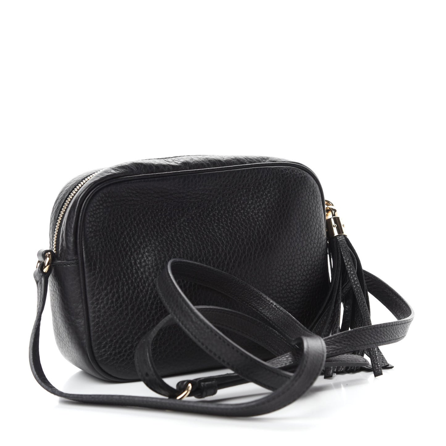 Pebbled Calfskin Small Soho Disco Bag Black