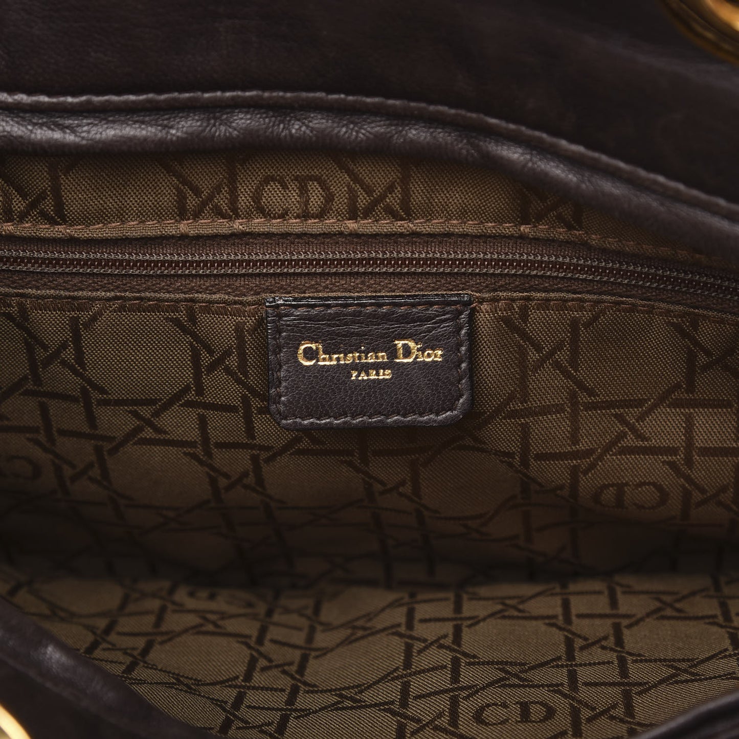 Lambskin Cannage Large Lady Dior Dark Brown