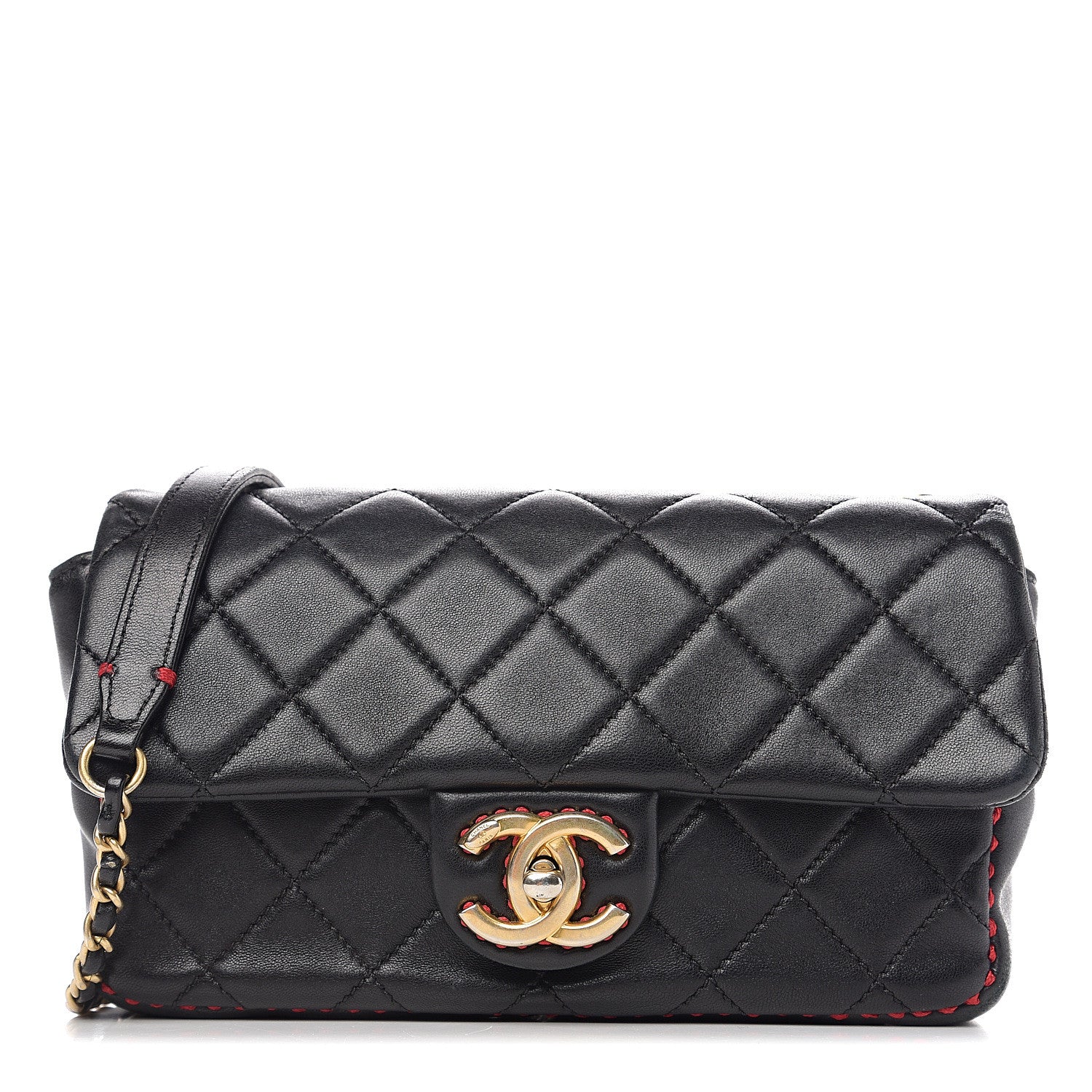Chanel Lambskin Quilted Small Contrast Stitch Flap Black 1 of 9