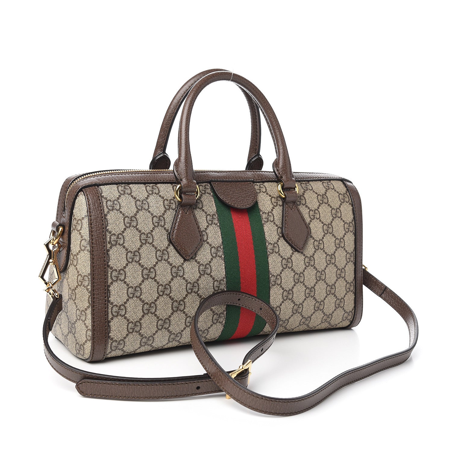 Gucci GG Supreme Monogram Web Medium Ophidia Boston Brown 2 of 14