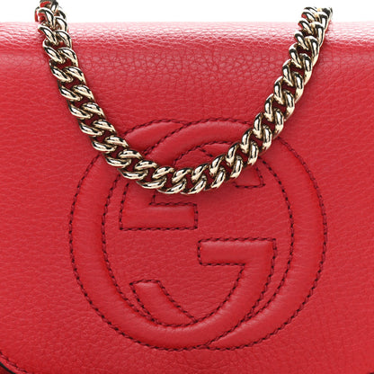 Gucci Pebbled Calfskin Small Soho Flap Crossbody Red 8 of 10