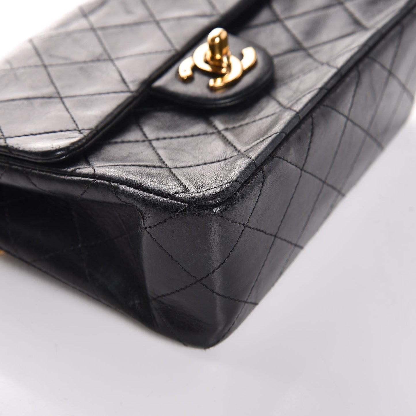 Lambskin Quilted Mini Square Flap Black