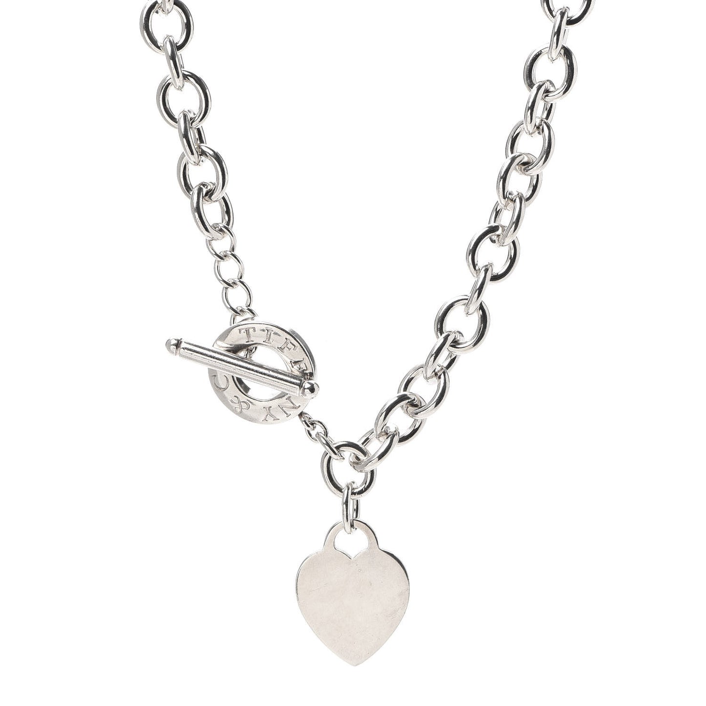 Sterling Silver Heart Tag Toggle Necklace