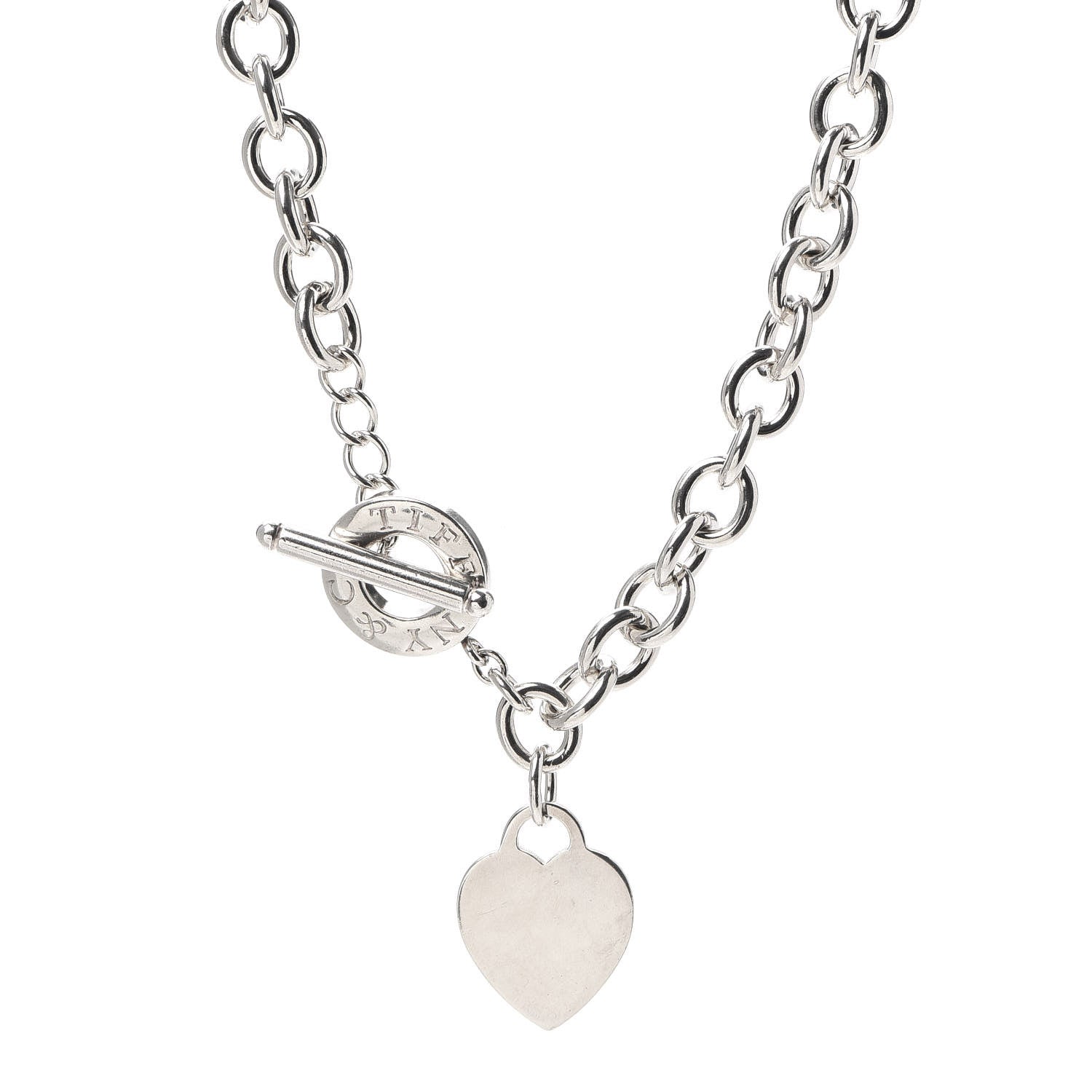 Tiffany Sterling Silver Heart Tag Toggle Necklace 1 of 4
