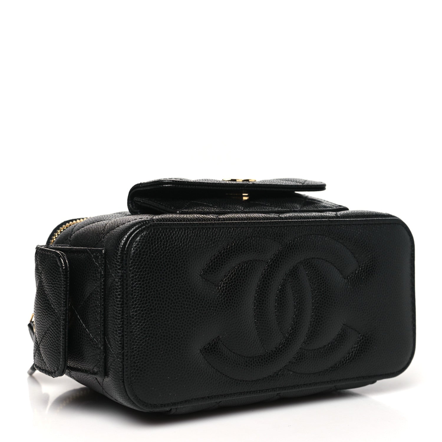 Chanel Caviar Quilted Polly Pocket East West Top Vanity With Chain Black 4 of 10