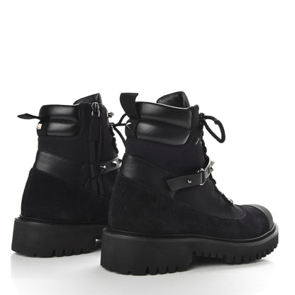 Valentino Garavani Suede Cap Toe Rockstud Combat Boots 40.5 Black 5 of 10