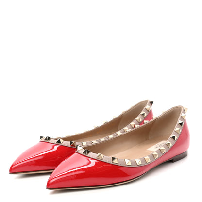 Valentino Garavani Patent Nappa Rockstud Ballerina Flats 37.5 Rouge Pur Poudre 3 of 9