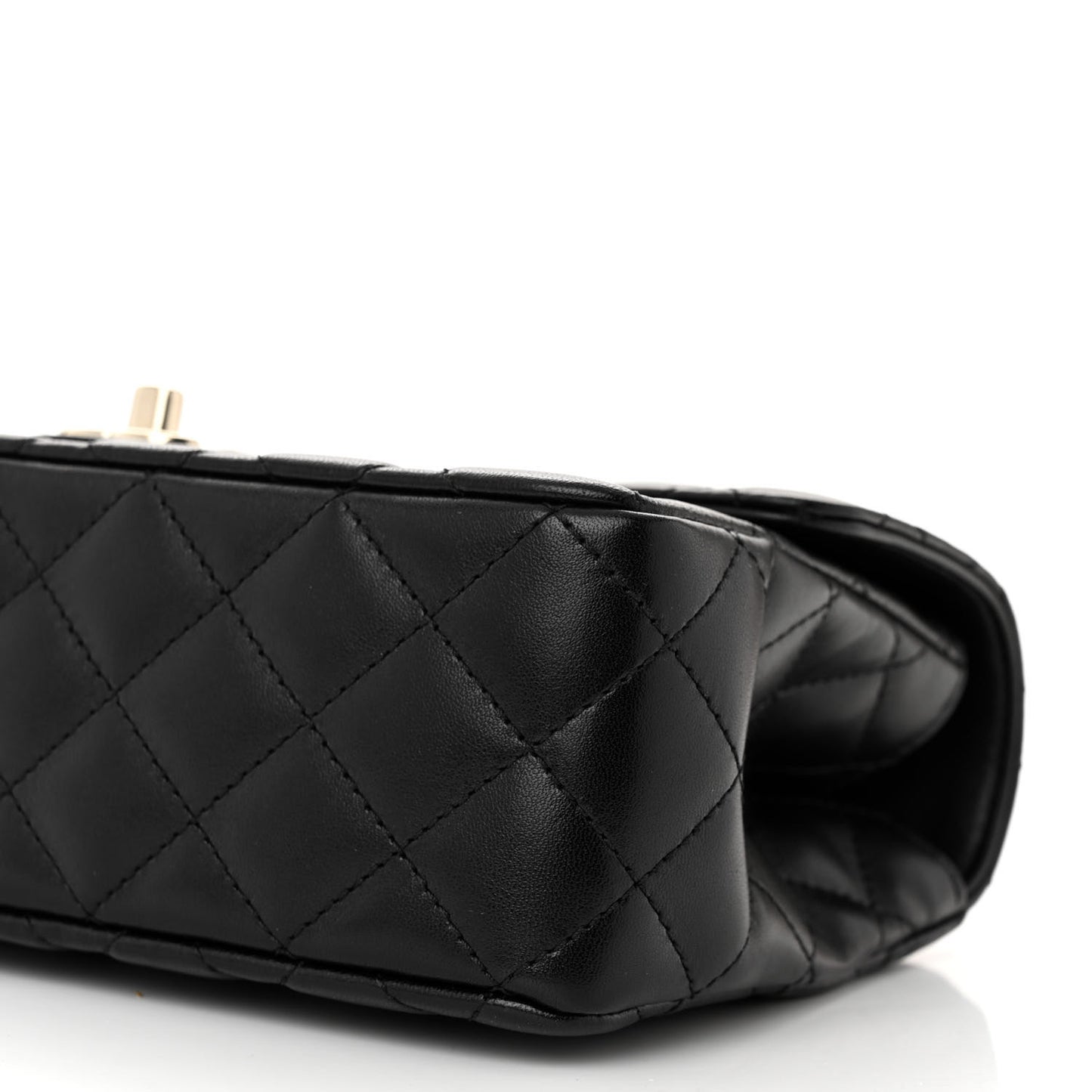 Lambskin Quilted Crystal Top Handle Small Rectangular Flap Black