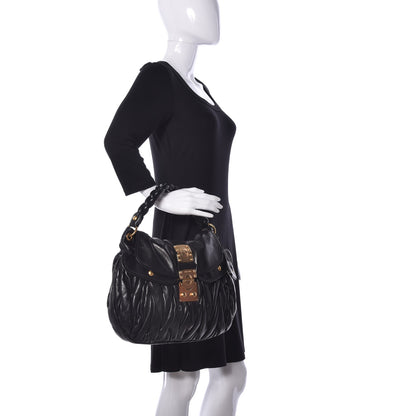 Miu Miu Nappa Matelasse Coffer Hobo Black 3 of 9