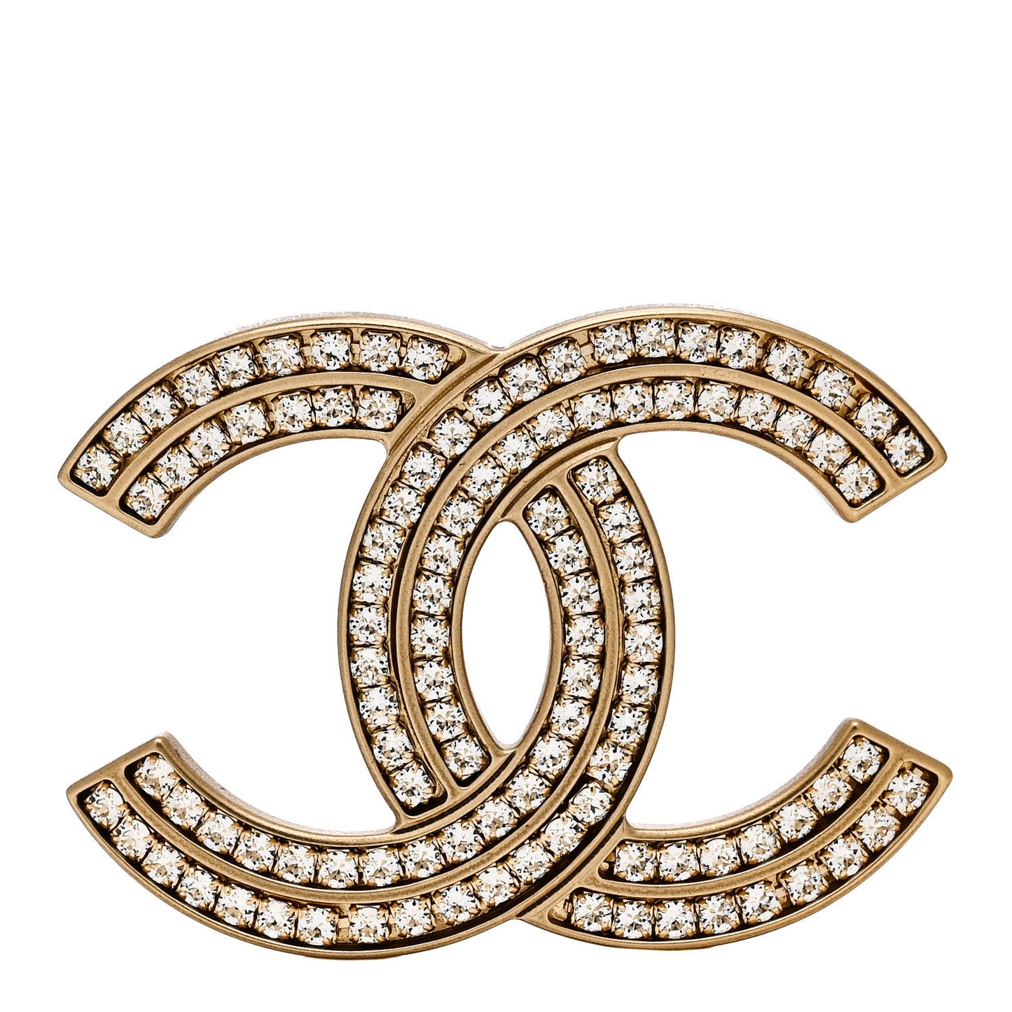 Crystal CC Brooch Gold