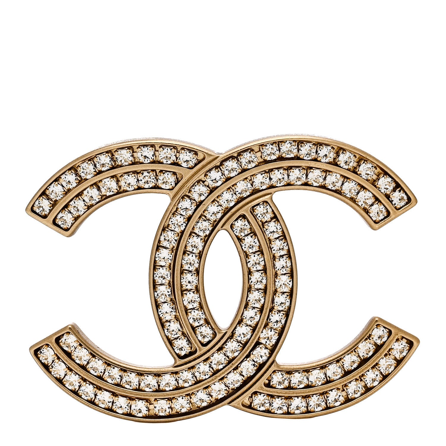 Chanel Crystal CC Brooch Gold 1 of 5