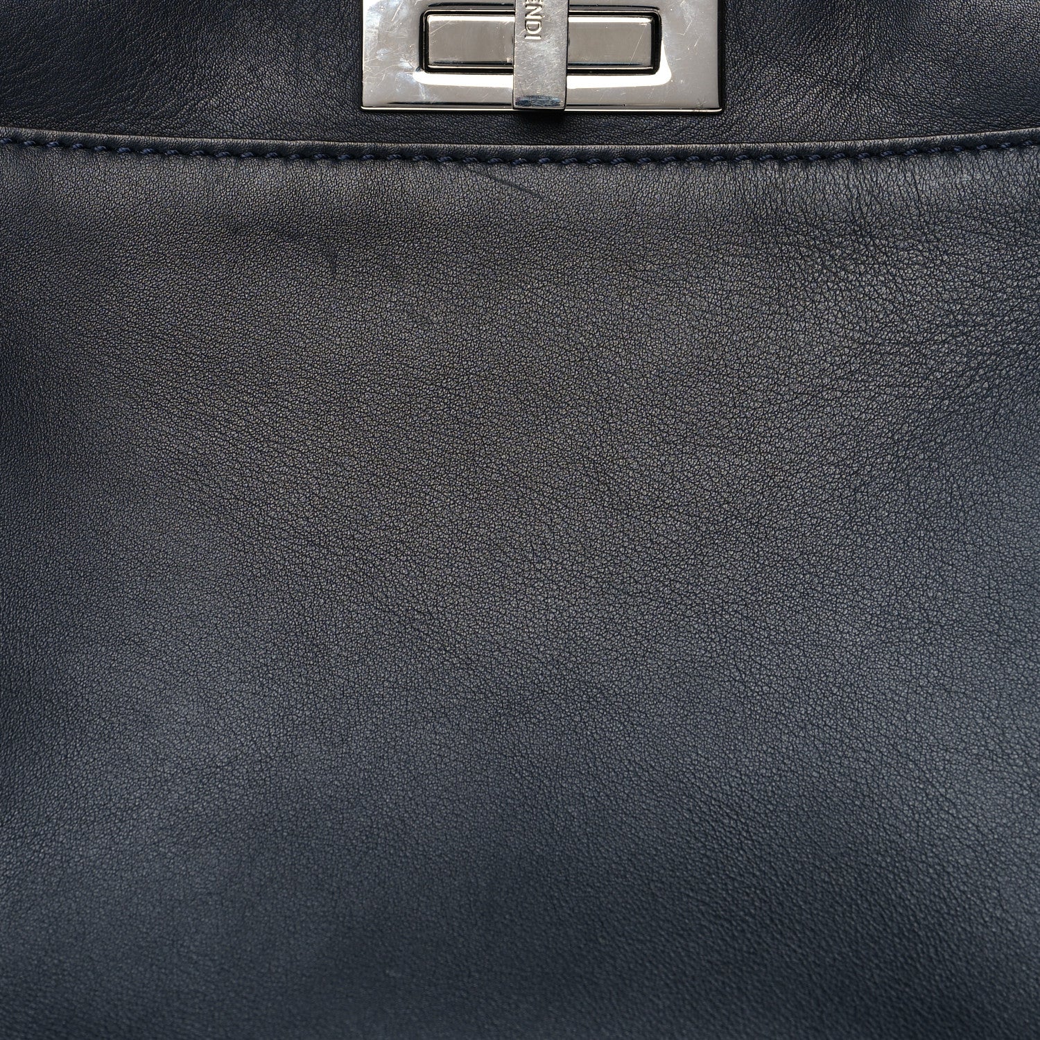 Fendi Vitello Seta Waves Bi-Color Medium Peekaboo Iconic Satchel Blue Notte Mostarda 9 of 13