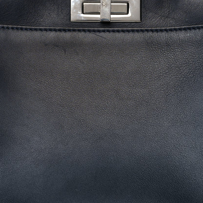 Fendi Vitello Seta Waves Bi-Color Medium Peekaboo Iconic Satchel Blue Notte Mostarda 9 of 13