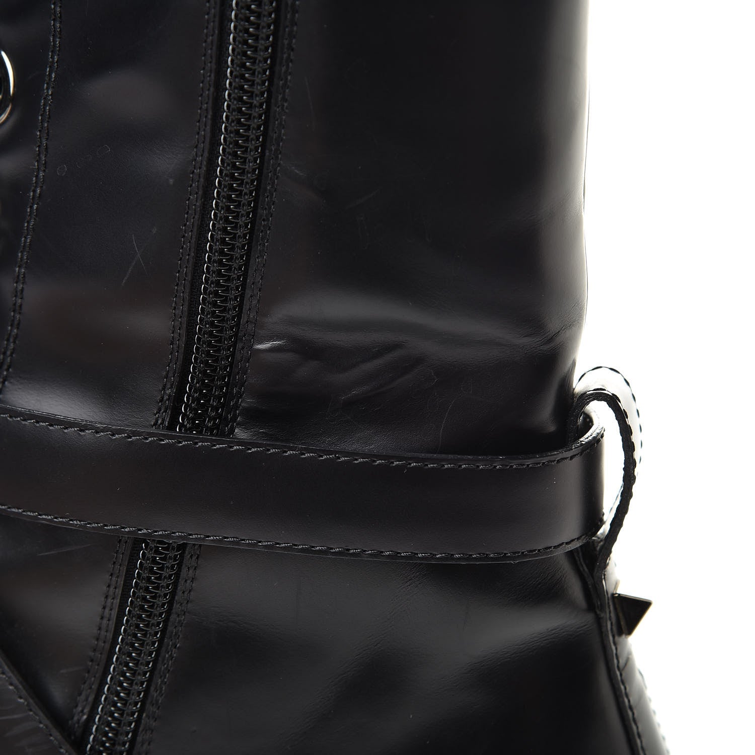 Valentino Garavani Smooth Calfskin Rockstud Buckled 25mm Combat Boots 40 Black 12 of 12
