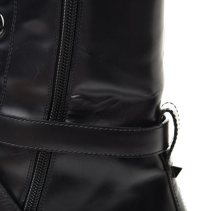 Valentino Garavani Smooth Calfskin Rockstud Buckled 25mm Combat Boots 40 Black 12 of 12