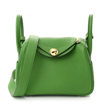 Hermes Taurillon Clemence Mini Lindy 20 Vert Yucca 1 of 11