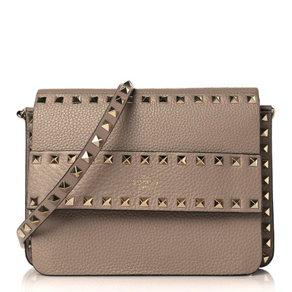 Valentino Garavani Grained Calfskin Small Rockstud Flap Crossbody Bag Poudre 1 of 9