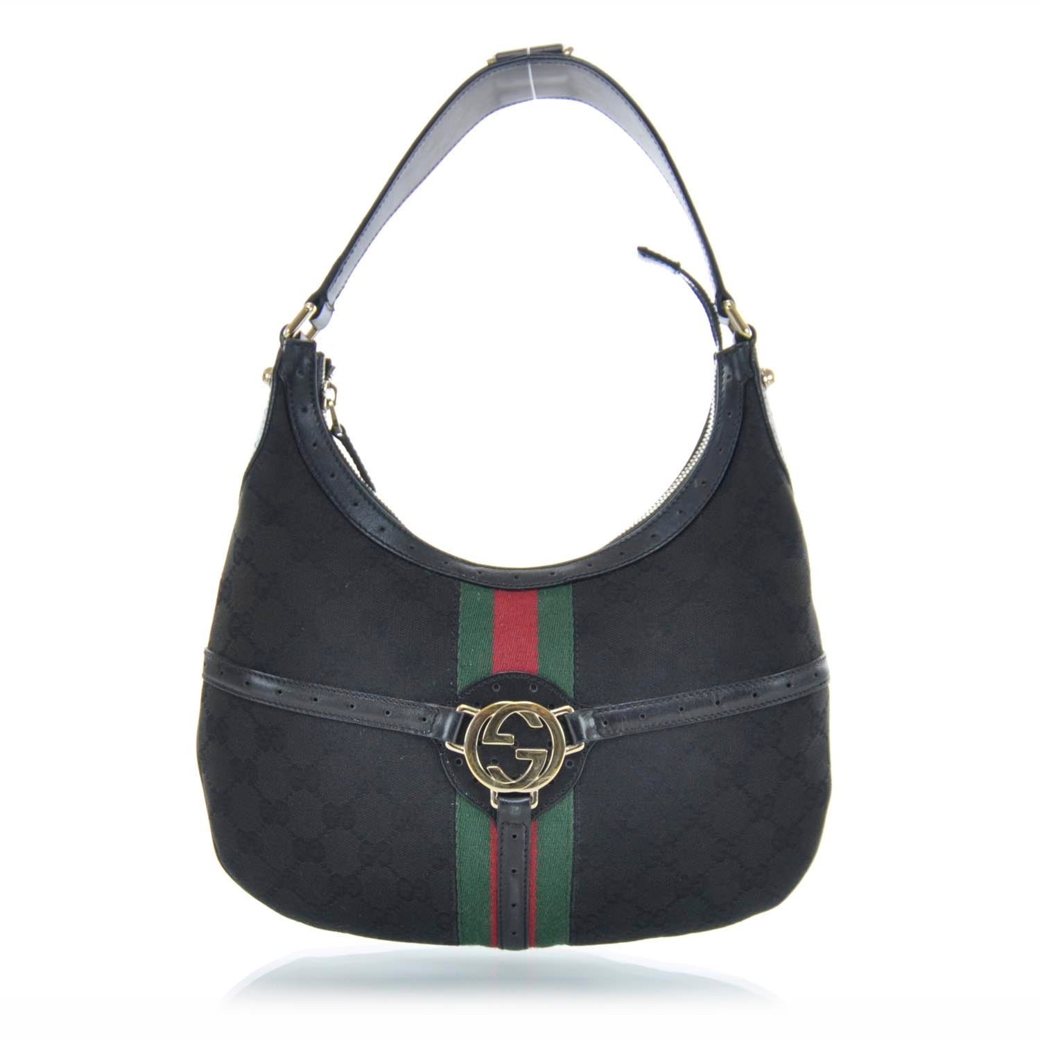 Gucci Monogram Reins Hobo Black 1 of 9