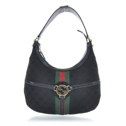 Gucci Monogram Reins Hobo Black 1 of 9