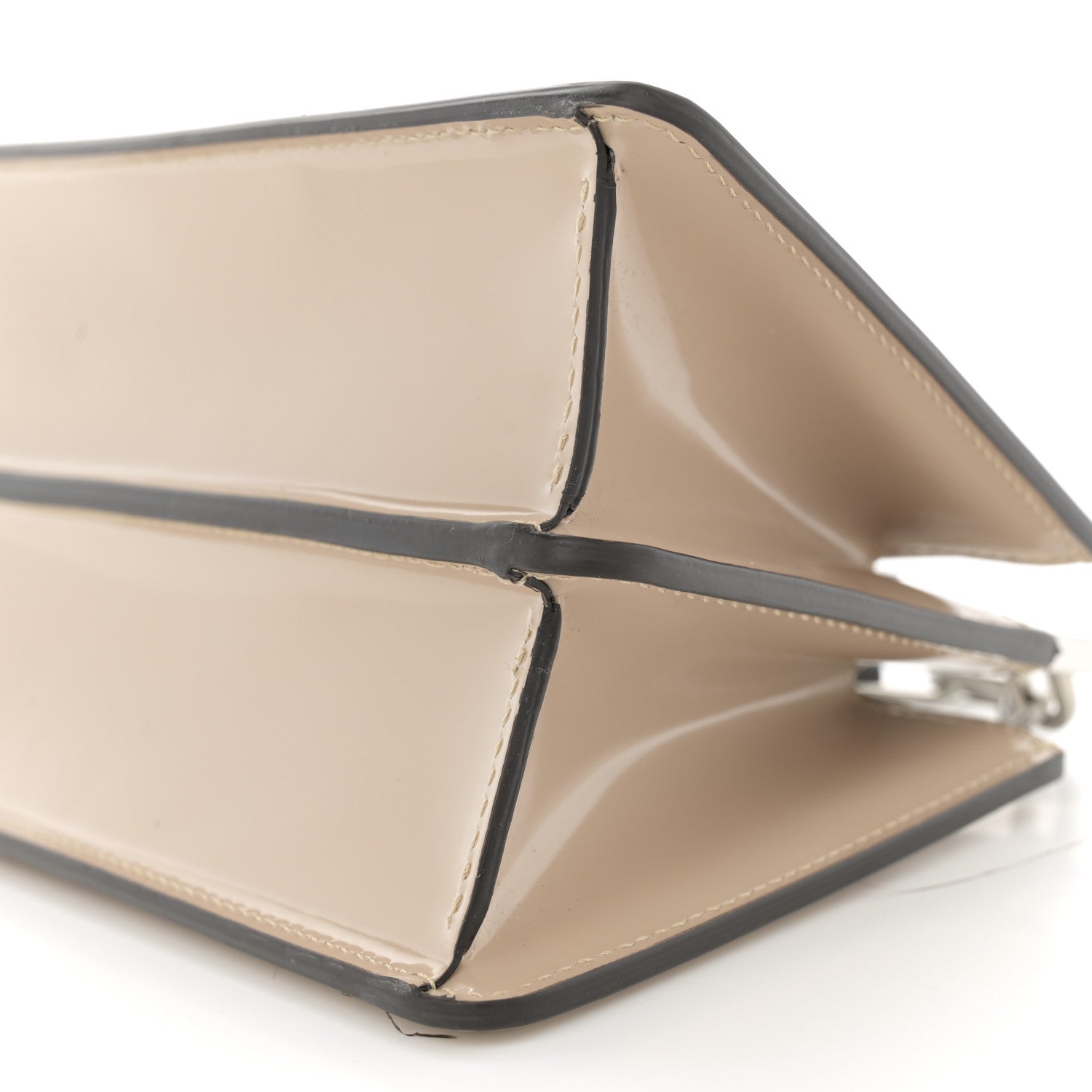 Fendi Patent Petite Peekaboo Cut Beige Amid 10 of 14