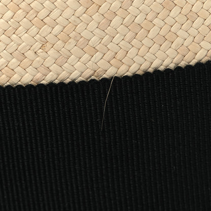 Chanel Straw Grosgrain Ribbon Fedora Hat M Beige Black 12 of 12