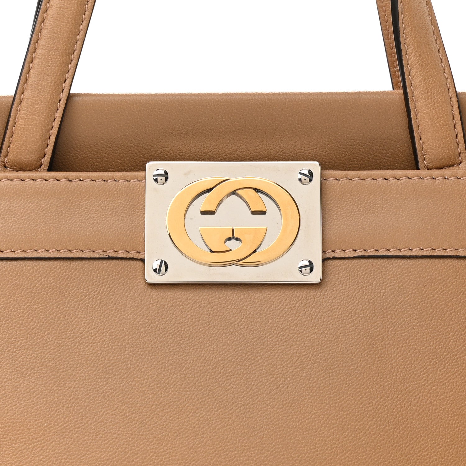 Gucci Lambskin Small Linea Matisse Top Handle Bag Natural Tan 9 of 11