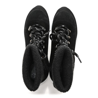 Chanel Suede Calfskin Knit CC Sneakers 40 Black Dark Gray 2 of 9