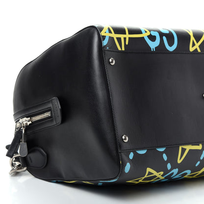 Gucci Calfskin GucciGhost Print Duffle Black New Acquamarine 5 of 10