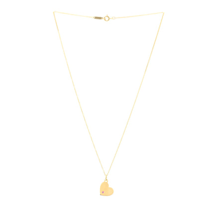 Tiffany 18K Yellow Gold Pink Sapphire Mini Heart Pendant Necklace 3 of 6
