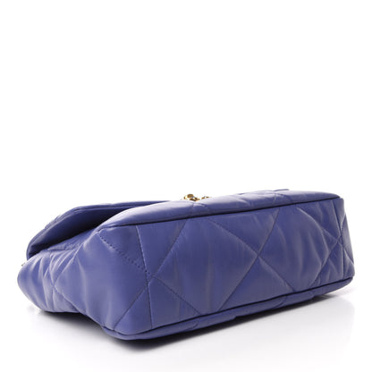 Chanel Shiny Goatskin Quilted Large Chanel 19 Flap Blue 4 of 11