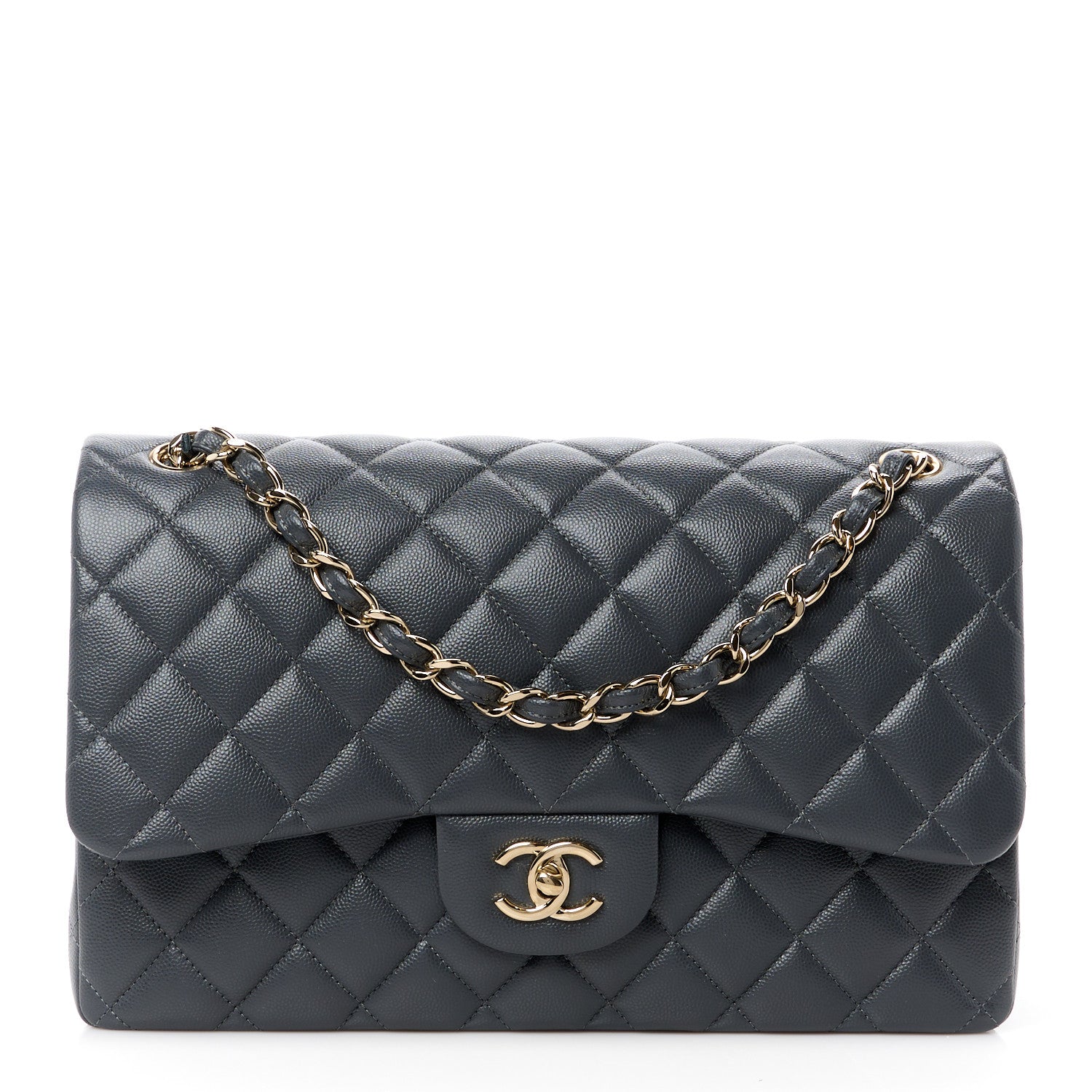 Chanel Caviar Quilted Jumbo Double Flap Dark Grey 1 of 12