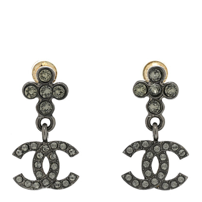Chanel Crystal CC Drop Earrings Ruthenium 1 of 4
