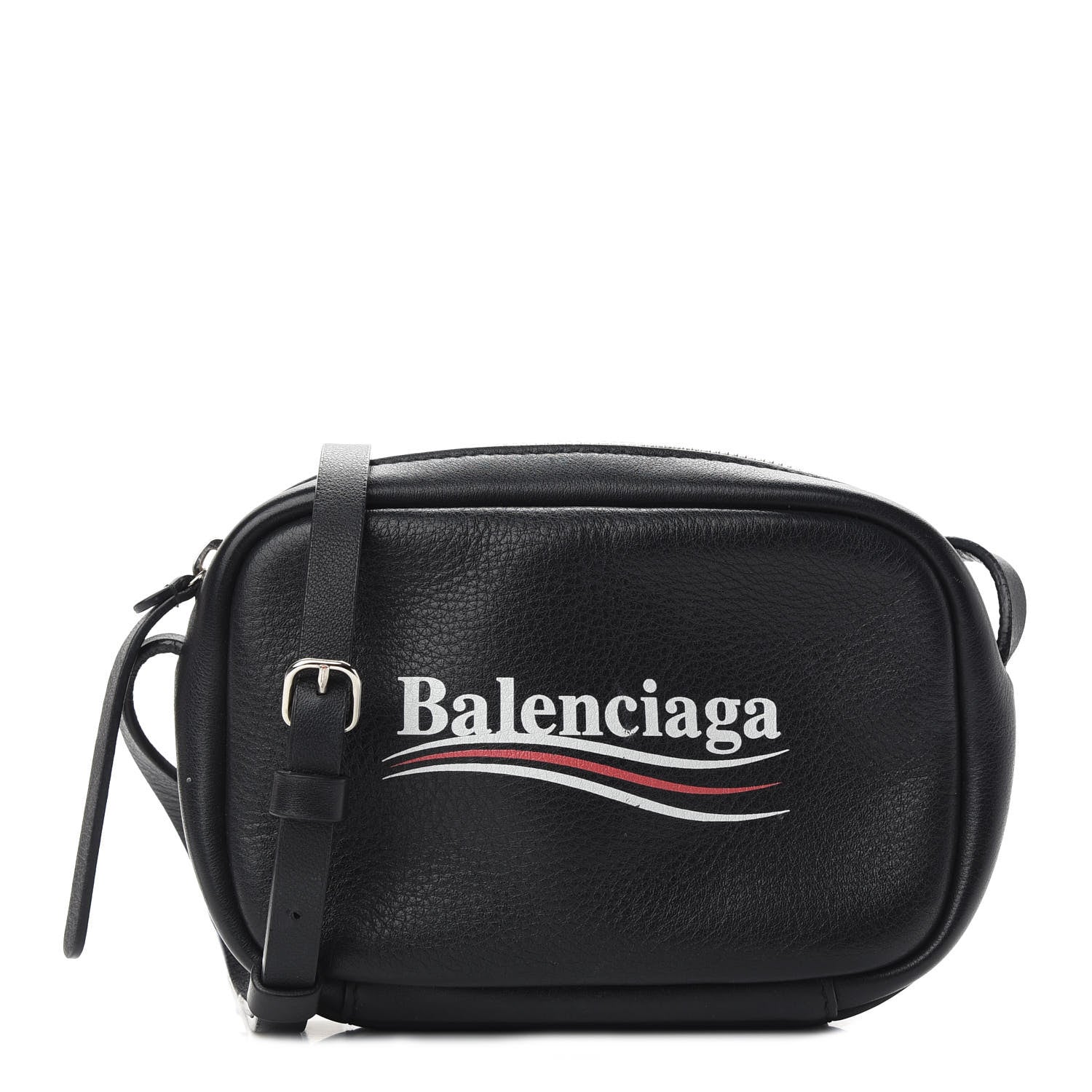 Balenciaga Calfskin Political Campaign Logo XS Camera Bag Black 1 of 8